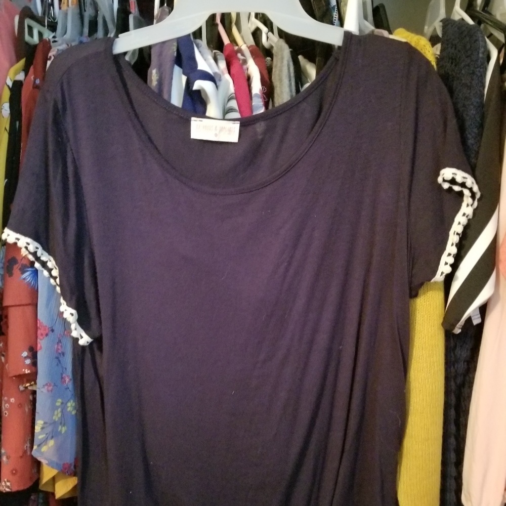 Navy blue tie knot top with tassels